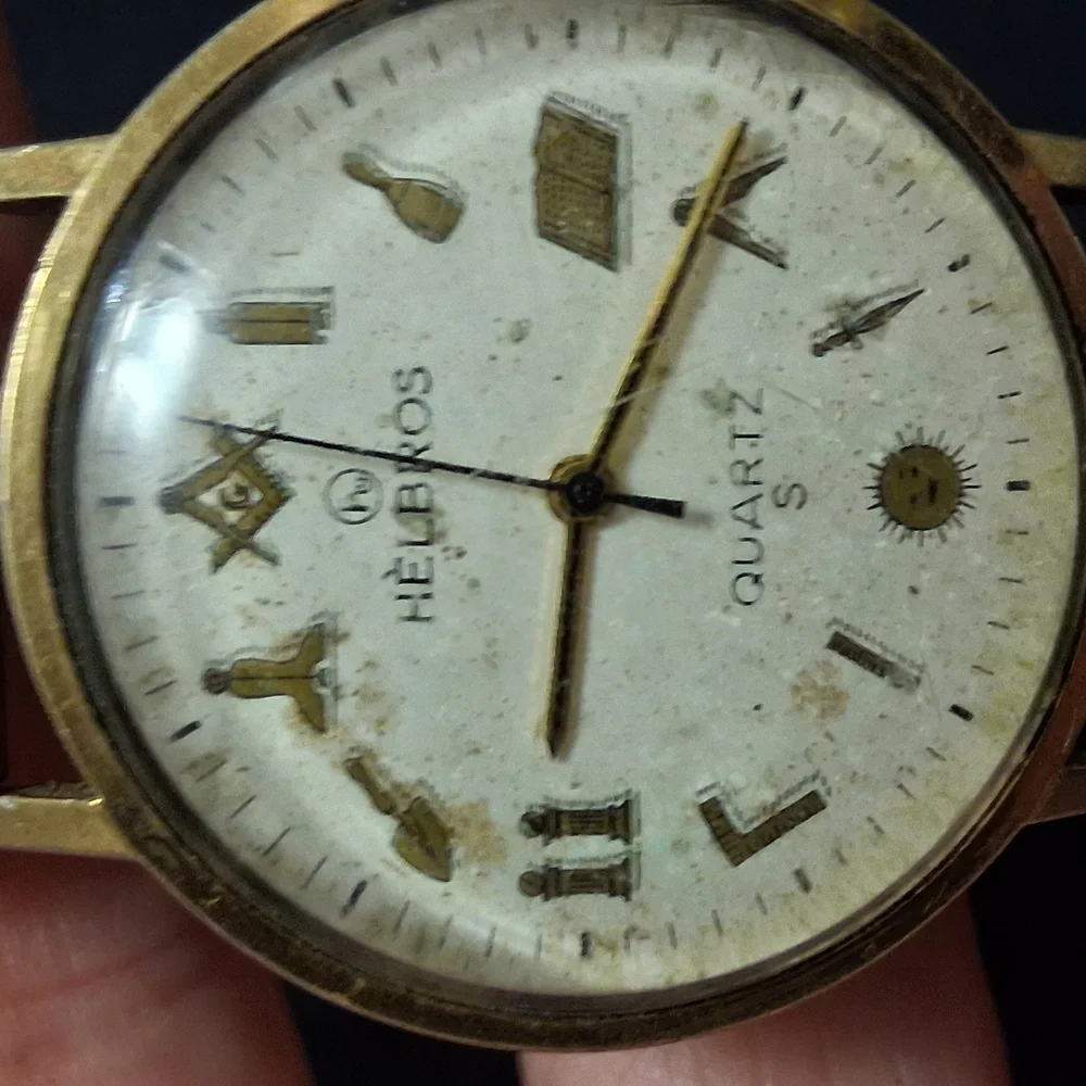 Helbros Gold Masonic Quartz Watch